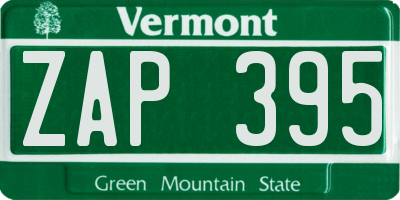 VT license plate ZAP395