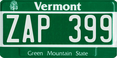 VT license plate ZAP399