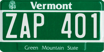VT license plate ZAP401