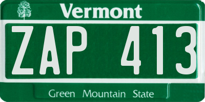 VT license plate ZAP413