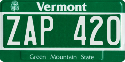 VT license plate ZAP420