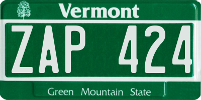 VT license plate ZAP424