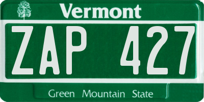 VT license plate ZAP427