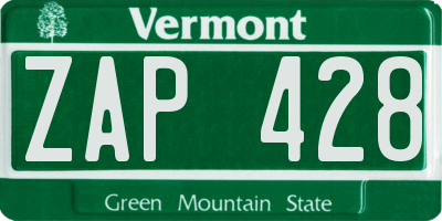 VT license plate ZAP428