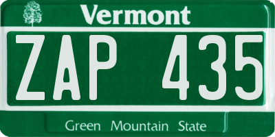 VT license plate ZAP435