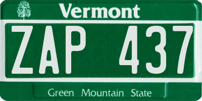 VT license plate ZAP437