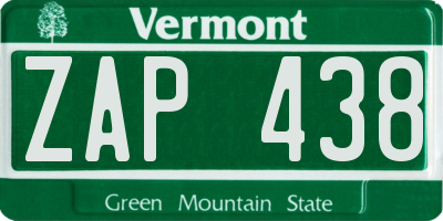 VT license plate ZAP438