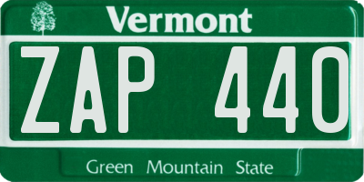 VT license plate ZAP440