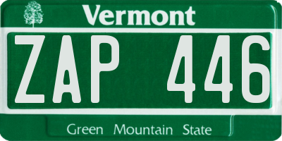 VT license plate ZAP446