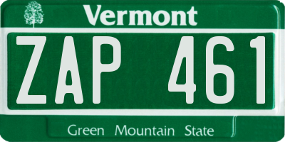 VT license plate ZAP461