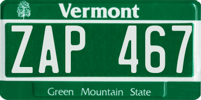 VT license plate ZAP467