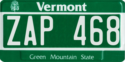 VT license plate ZAP468