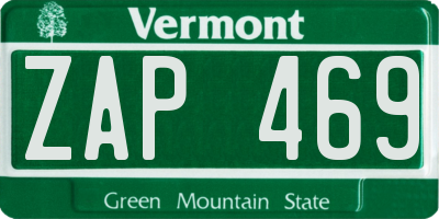 VT license plate ZAP469