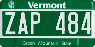 VT license plate ZAP484