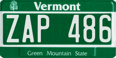 VT license plate ZAP486