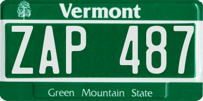 VT license plate ZAP487