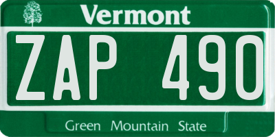VT license plate ZAP490