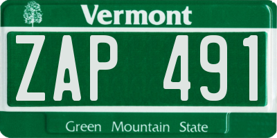 VT license plate ZAP491