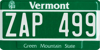 VT license plate ZAP499