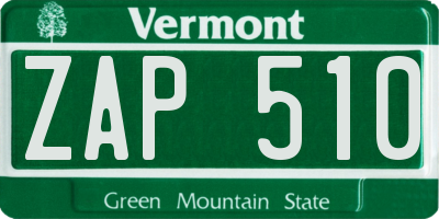 VT license plate ZAP510