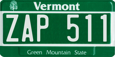VT license plate ZAP511