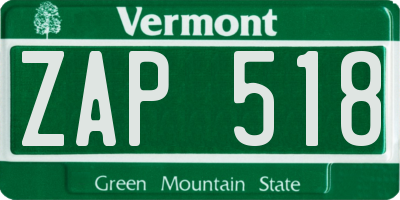 VT license plate ZAP518