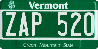 VT license plate ZAP520