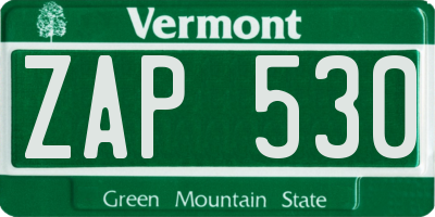 VT license plate ZAP530
