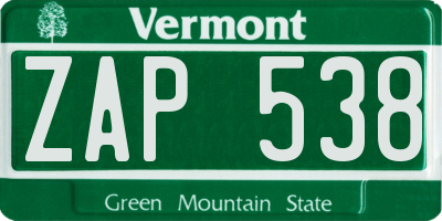 VT license plate ZAP538