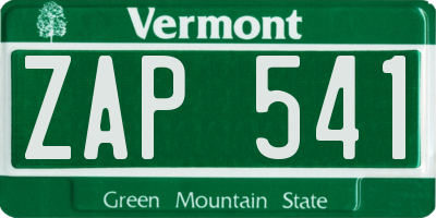 VT license plate ZAP541