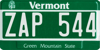 VT license plate ZAP544