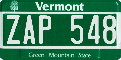 VT license plate ZAP548