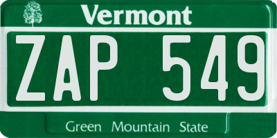 VT license plate ZAP549