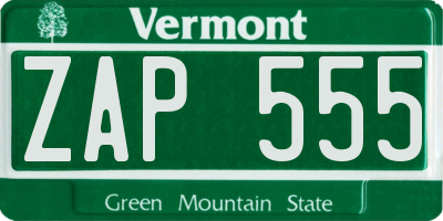 VT license plate ZAP555