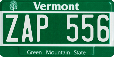 VT license plate ZAP556