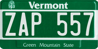 VT license plate ZAP557