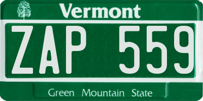 VT license plate ZAP559