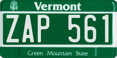 VT license plate ZAP561