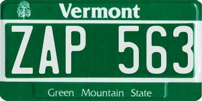 VT license plate ZAP563