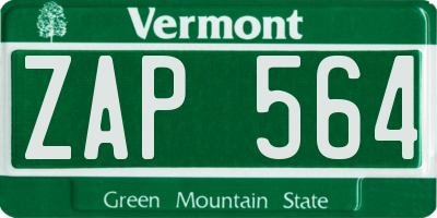 VT license plate ZAP564