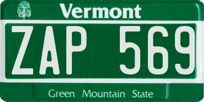 VT license plate ZAP569