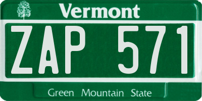 VT license plate ZAP571