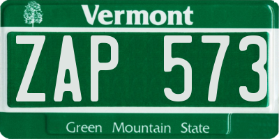 VT license plate ZAP573