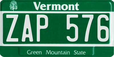 VT license plate ZAP576