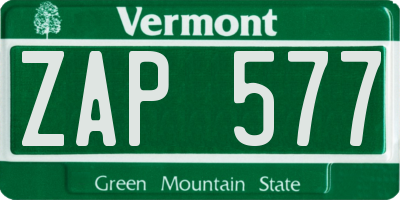 VT license plate ZAP577
