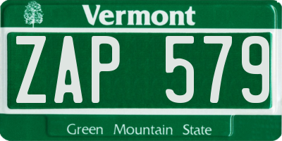 VT license plate ZAP579