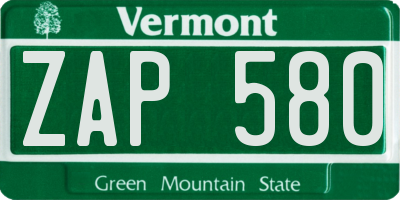 VT license plate ZAP580