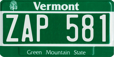 VT license plate ZAP581