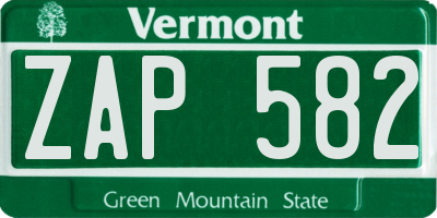 VT license plate ZAP582