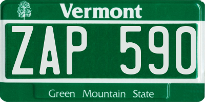 VT license plate ZAP590